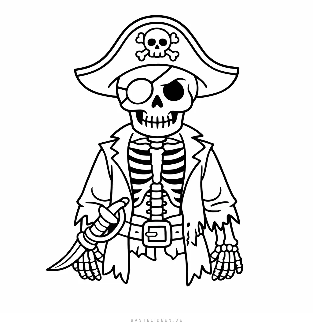 Skelett-Pirat mit Hut und Augenklappe