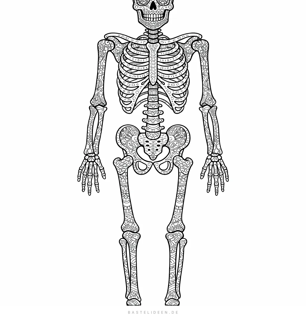 Skelett verziert mit kunstvollen Zentangle-Mustern