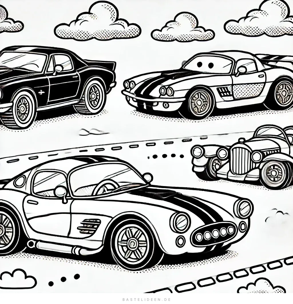 Klassische und Sportwagen auf kurviger Straße