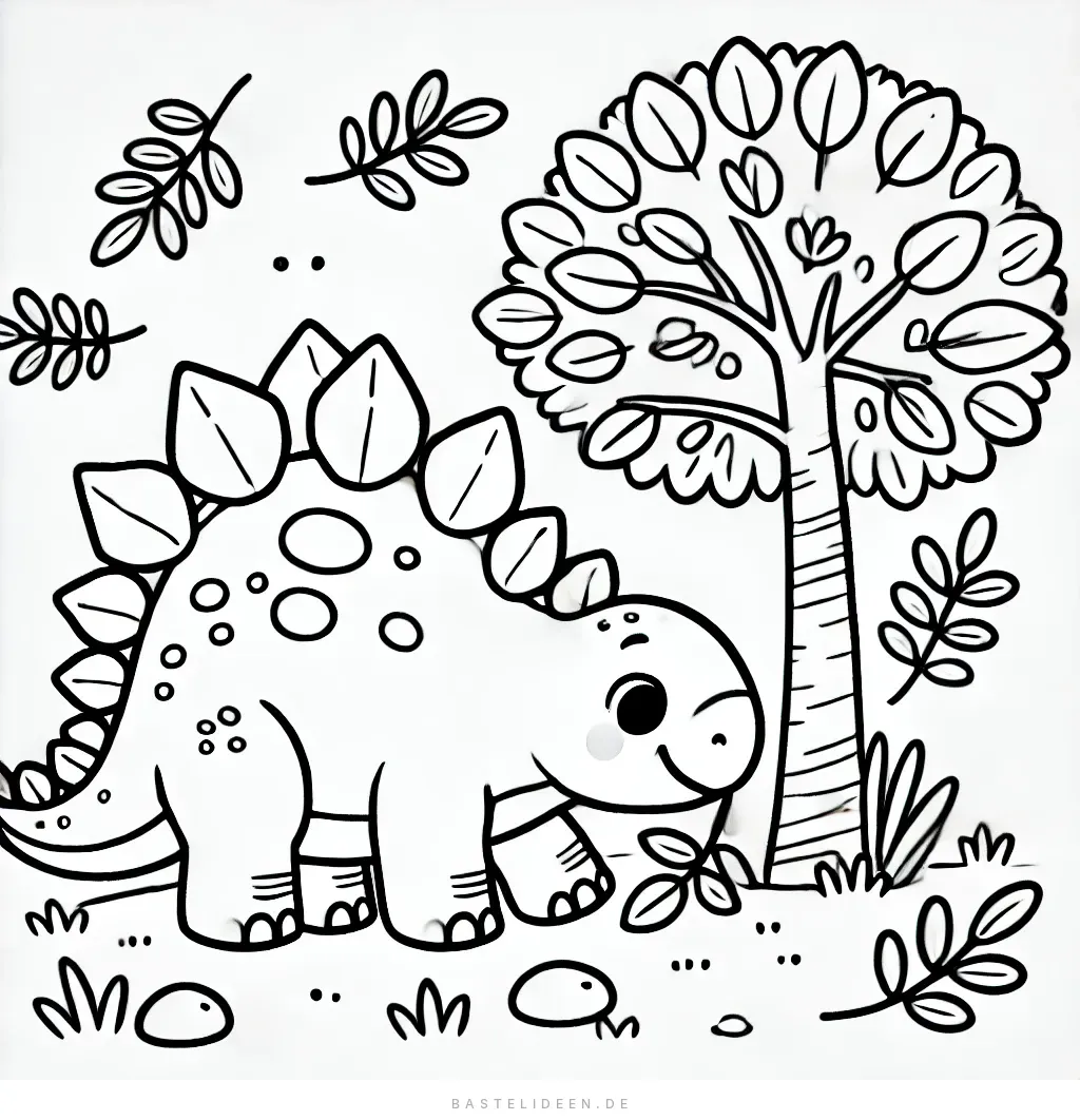Stegosaurus neben einem großen Baum