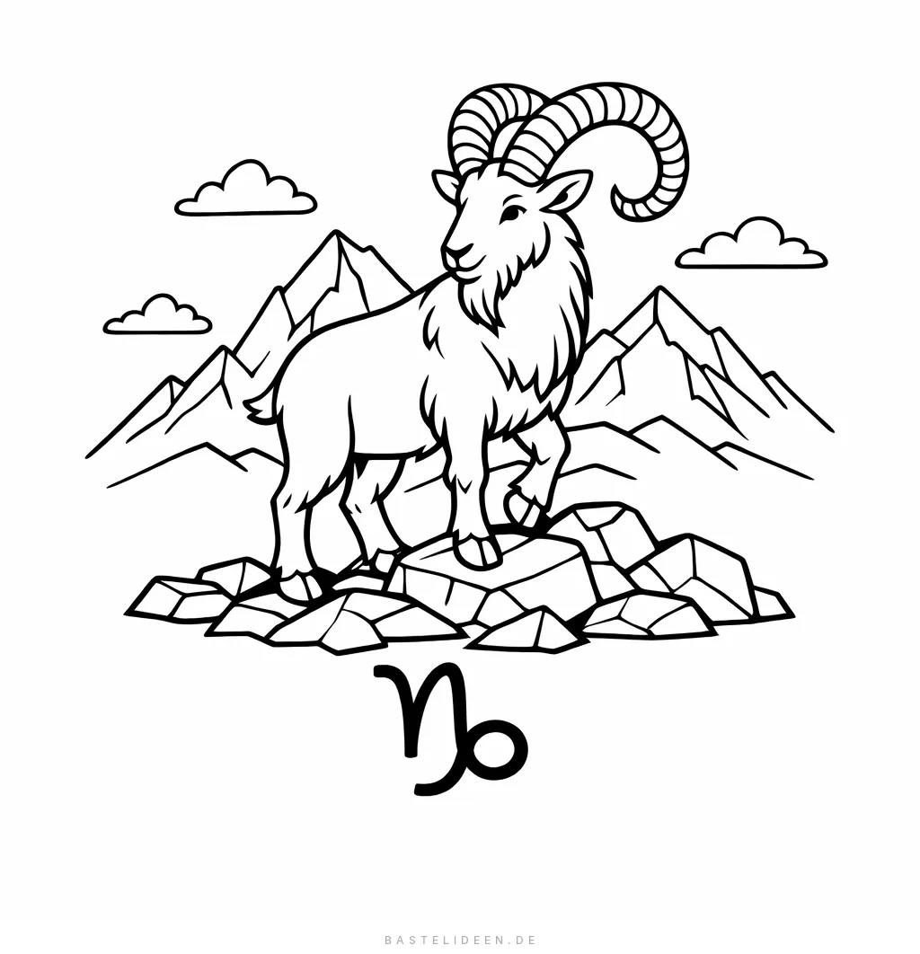 Steinbock auf Felsen vor Bergkulisse