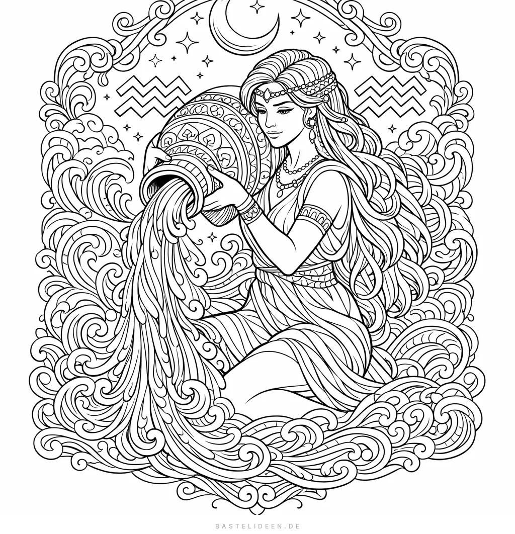 Wasserträger-Figur mit fließenden Wellenmustern