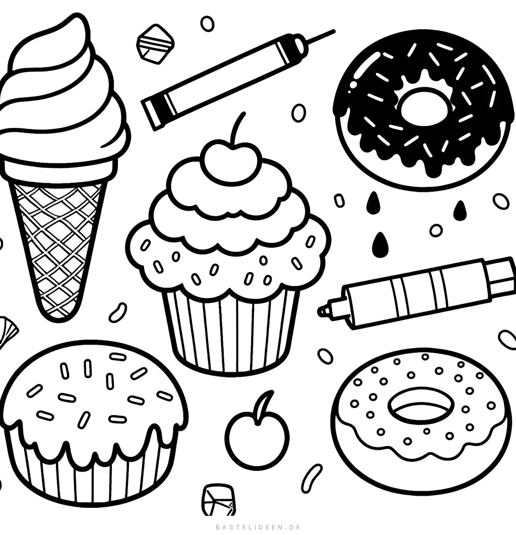 Süße Leckereien mit Eistüten und Cupcakes