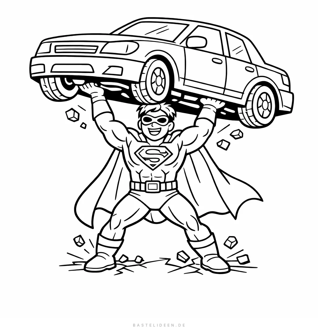 Superheld hebt schweres Objekt mit Superkraft