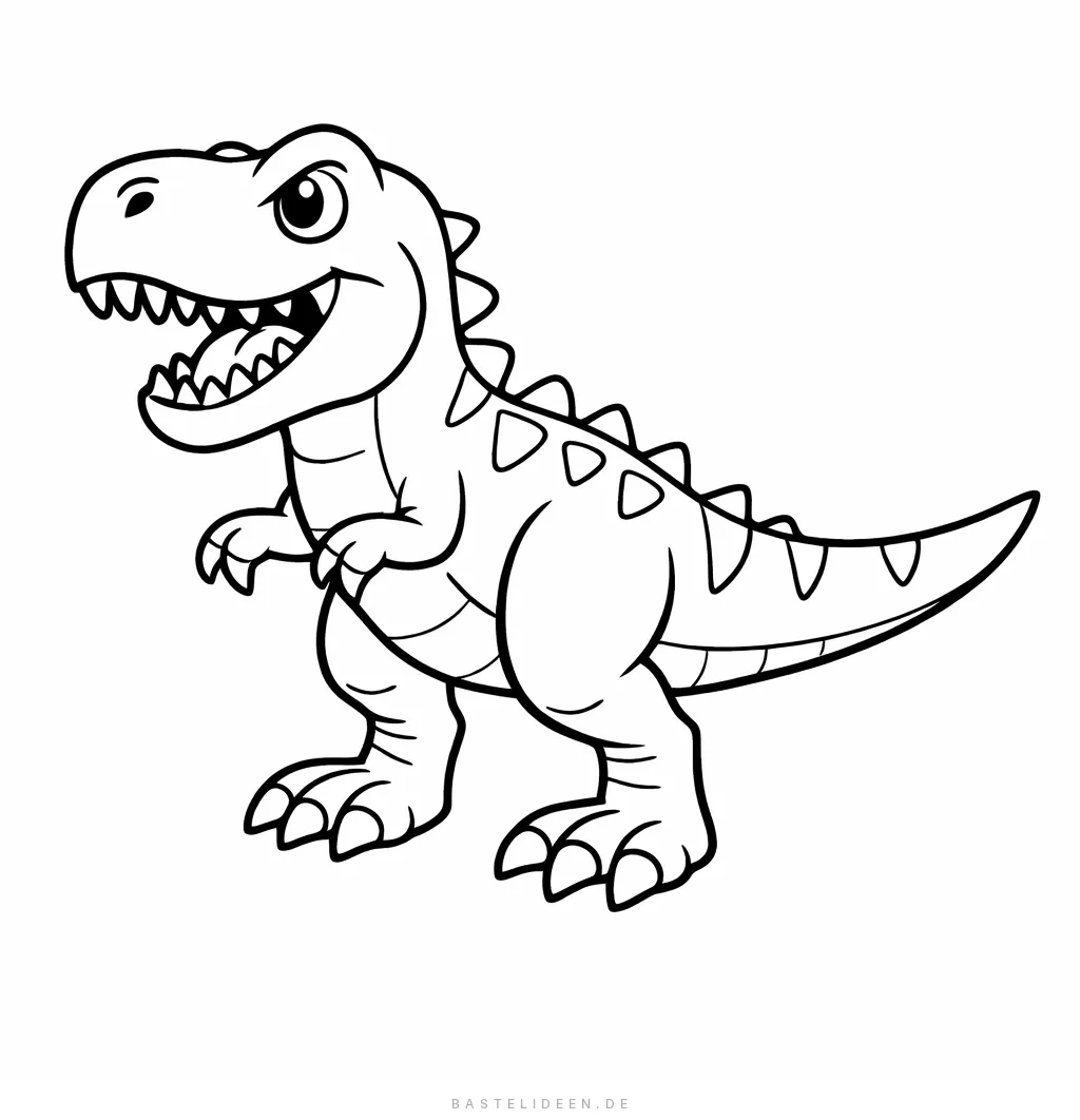 Lächelnder T-Rex mit geöffnetem Maul und Rückenzacken