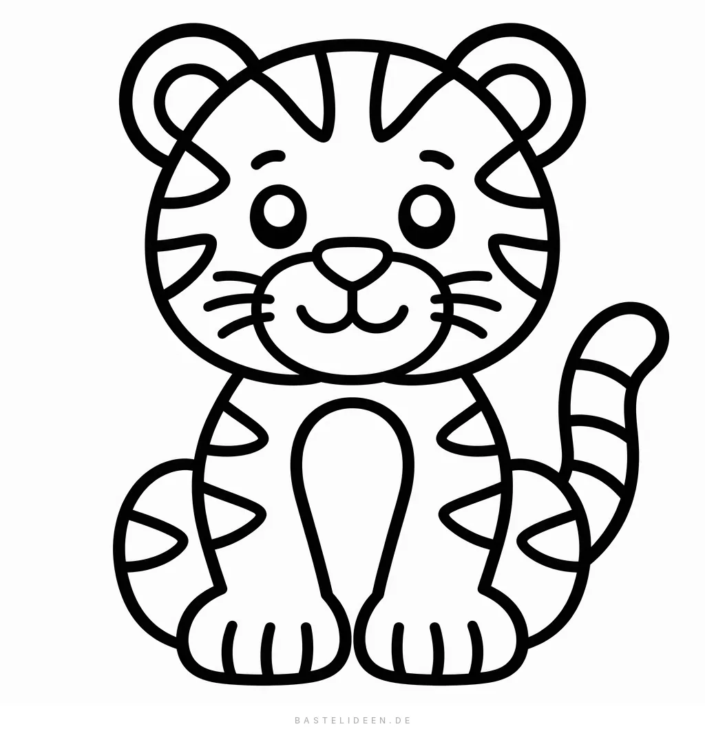 Sitzender Tiger mit Streifen aus wenigen Linien