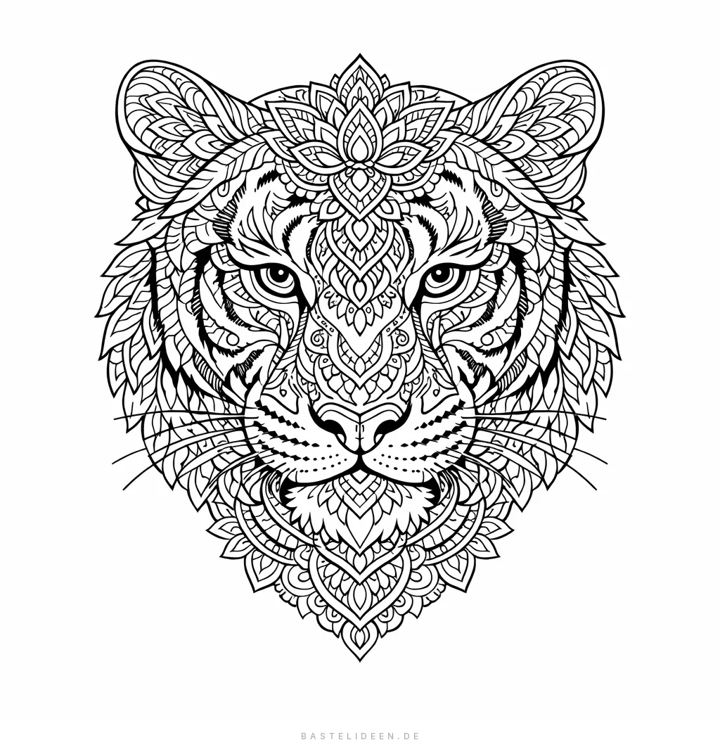 Tigergesicht mit kunstvollen Mandala-Mustern