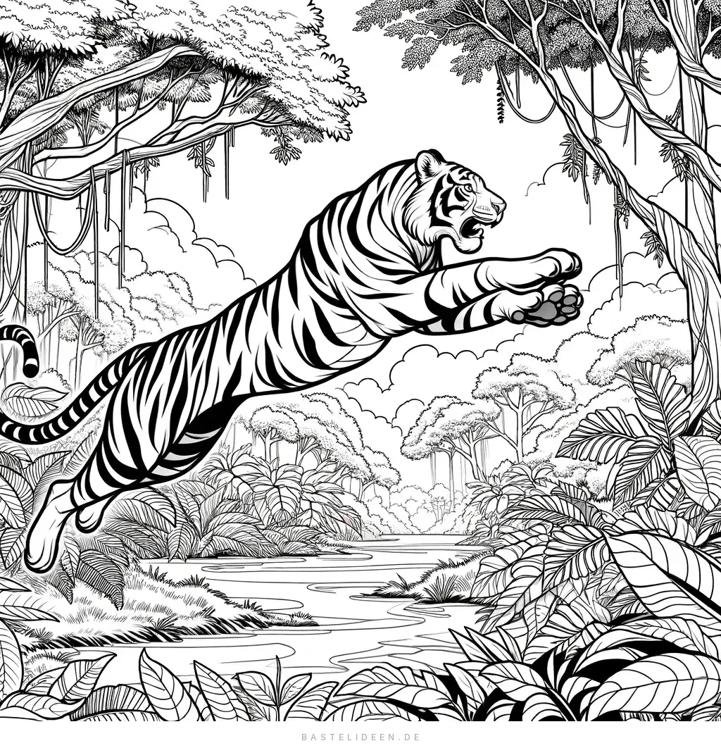 Springender Tiger zur Farbe