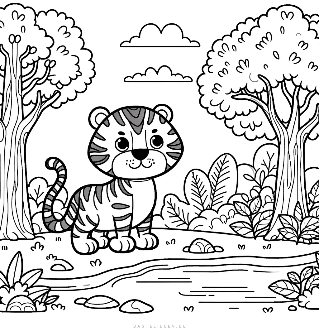 Niedlicher Tigerbaby zum Ausmalen