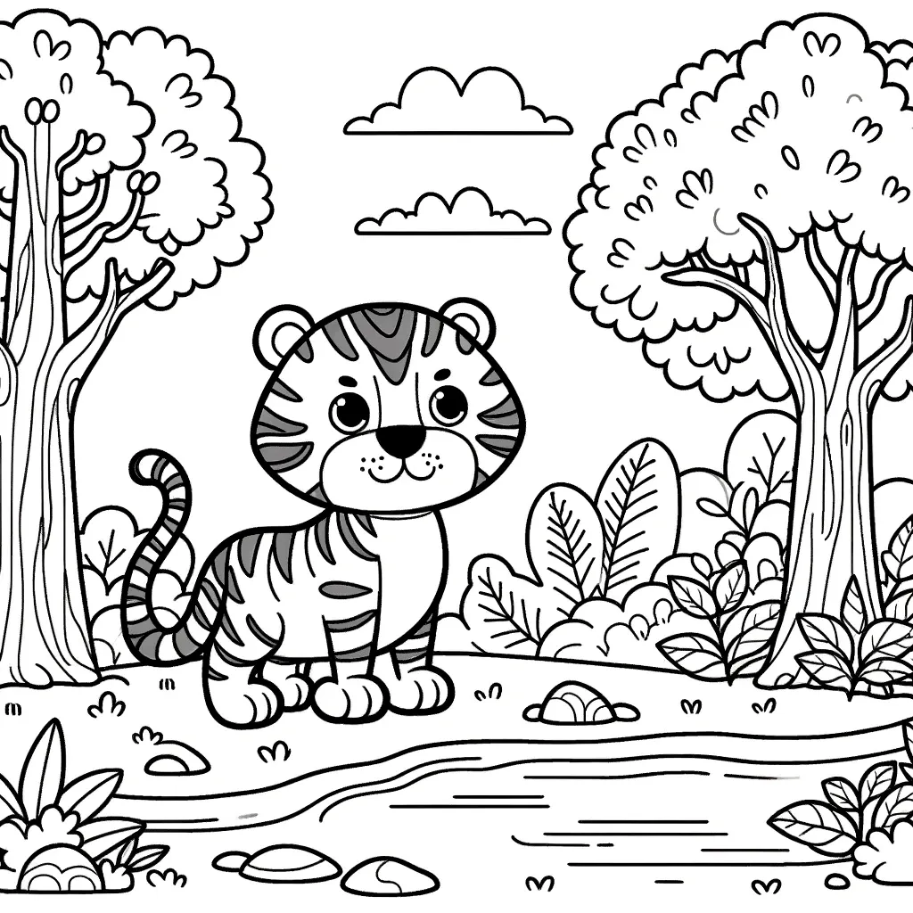 Niedlicher Tigerbaby zum Ausmalen