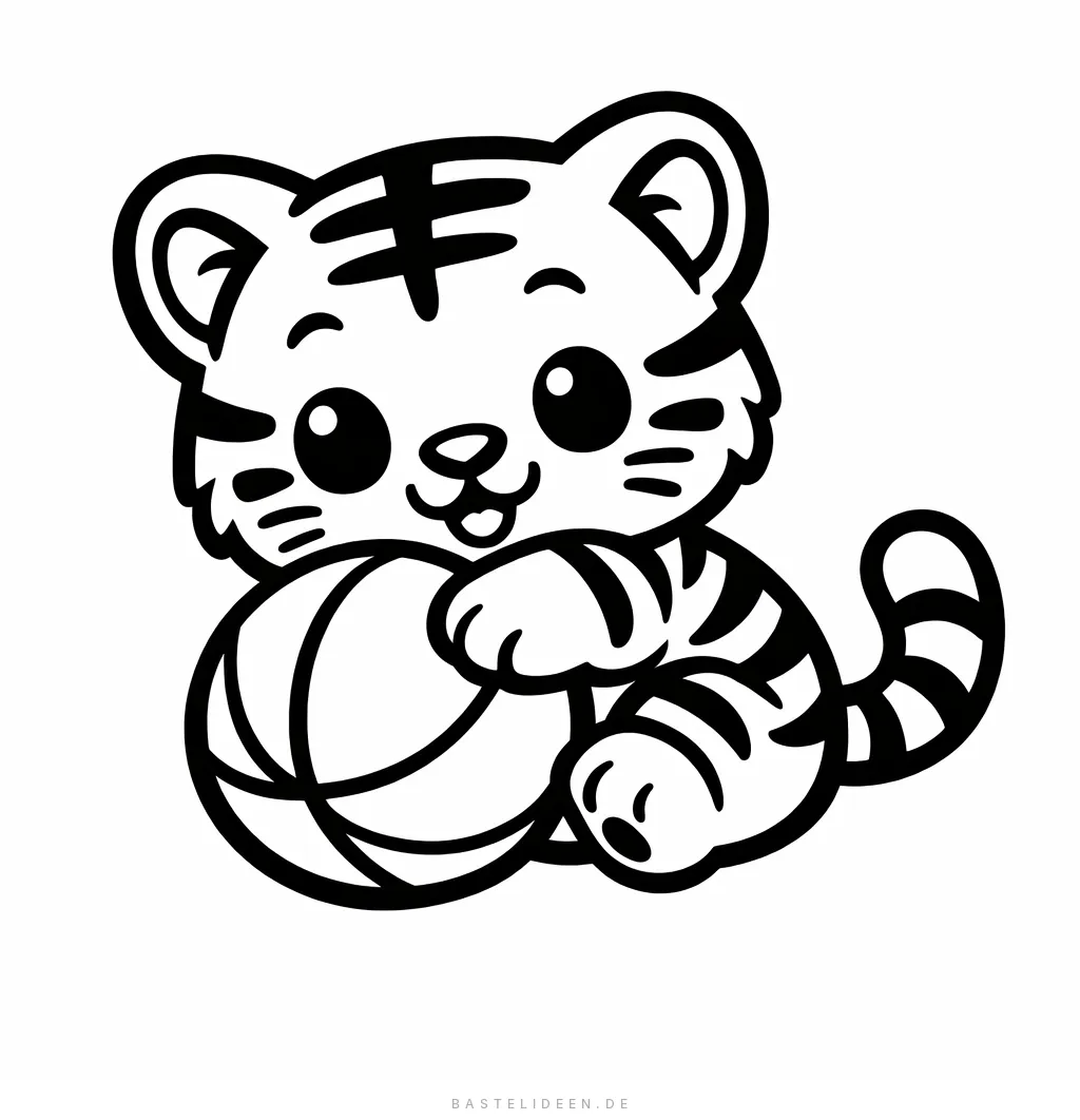 Niedliches Tigerjunges spielt mit Ball