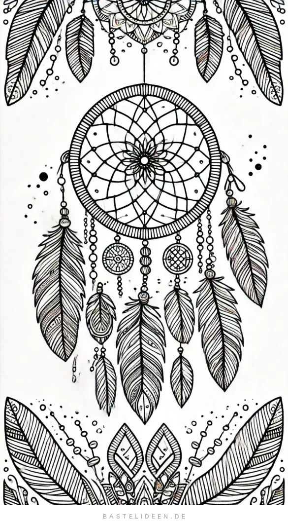 Detaillierter Traumfänger mit Federn und Perlen