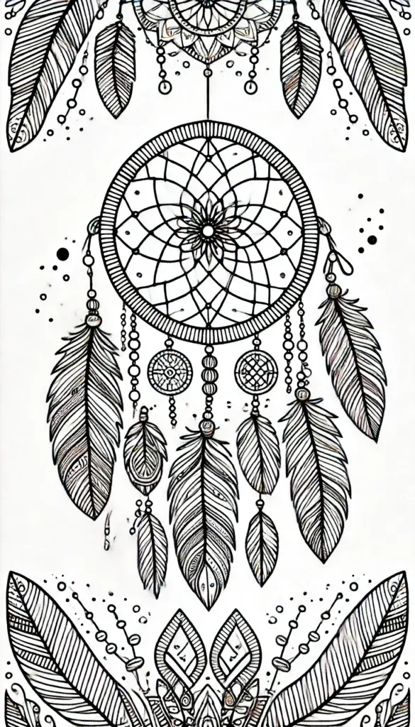 Detaillierter Traumfänger mit Federn und Perlen