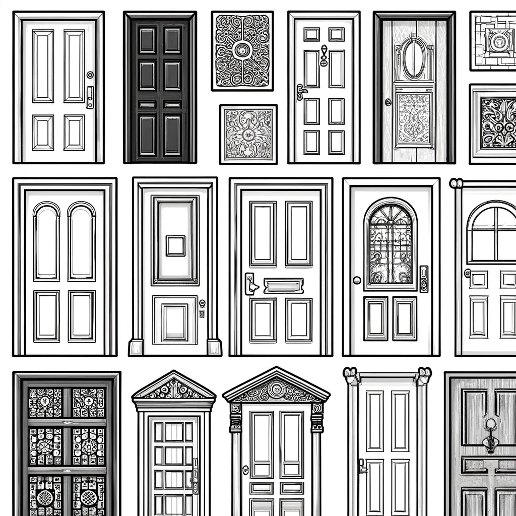 Sammlung verschiedener architektonischer Türdesigns