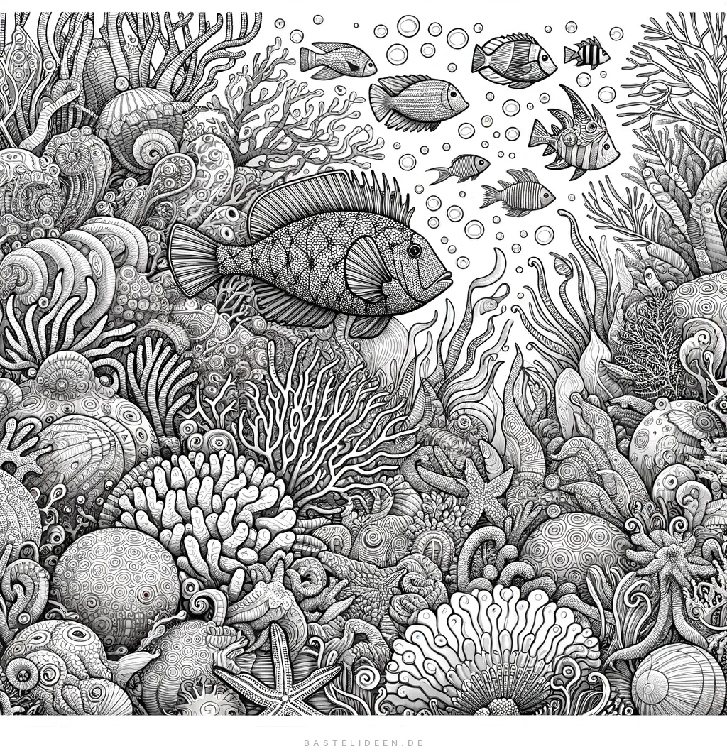 Komplexe Unterwasserszene mit Korallen