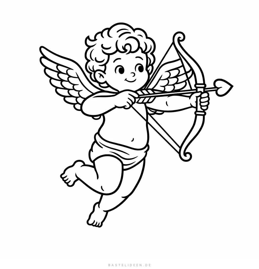 Niedlicher Amor-Engel mit Flügeln, Pfeil und Bogen