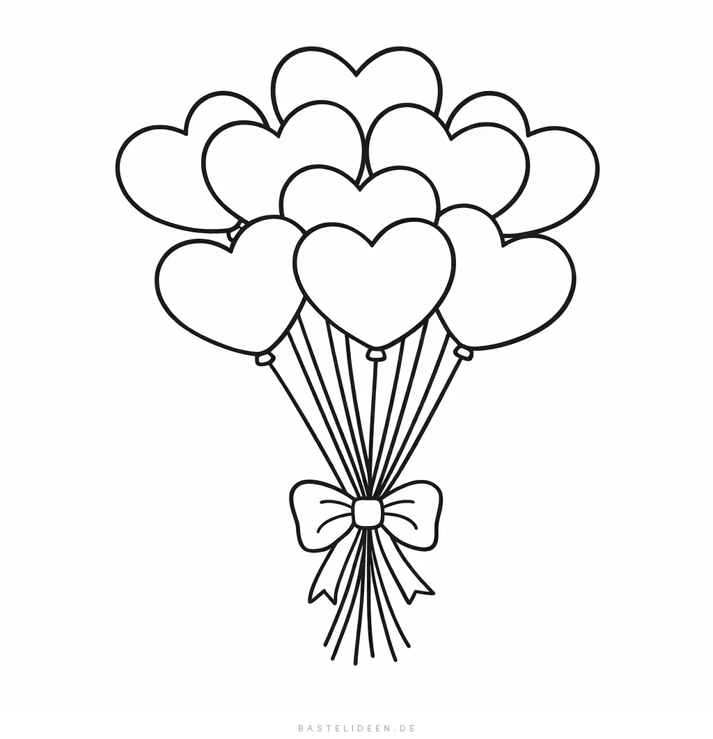 Strauß aus herzförmigen Ballons mit Schleife
