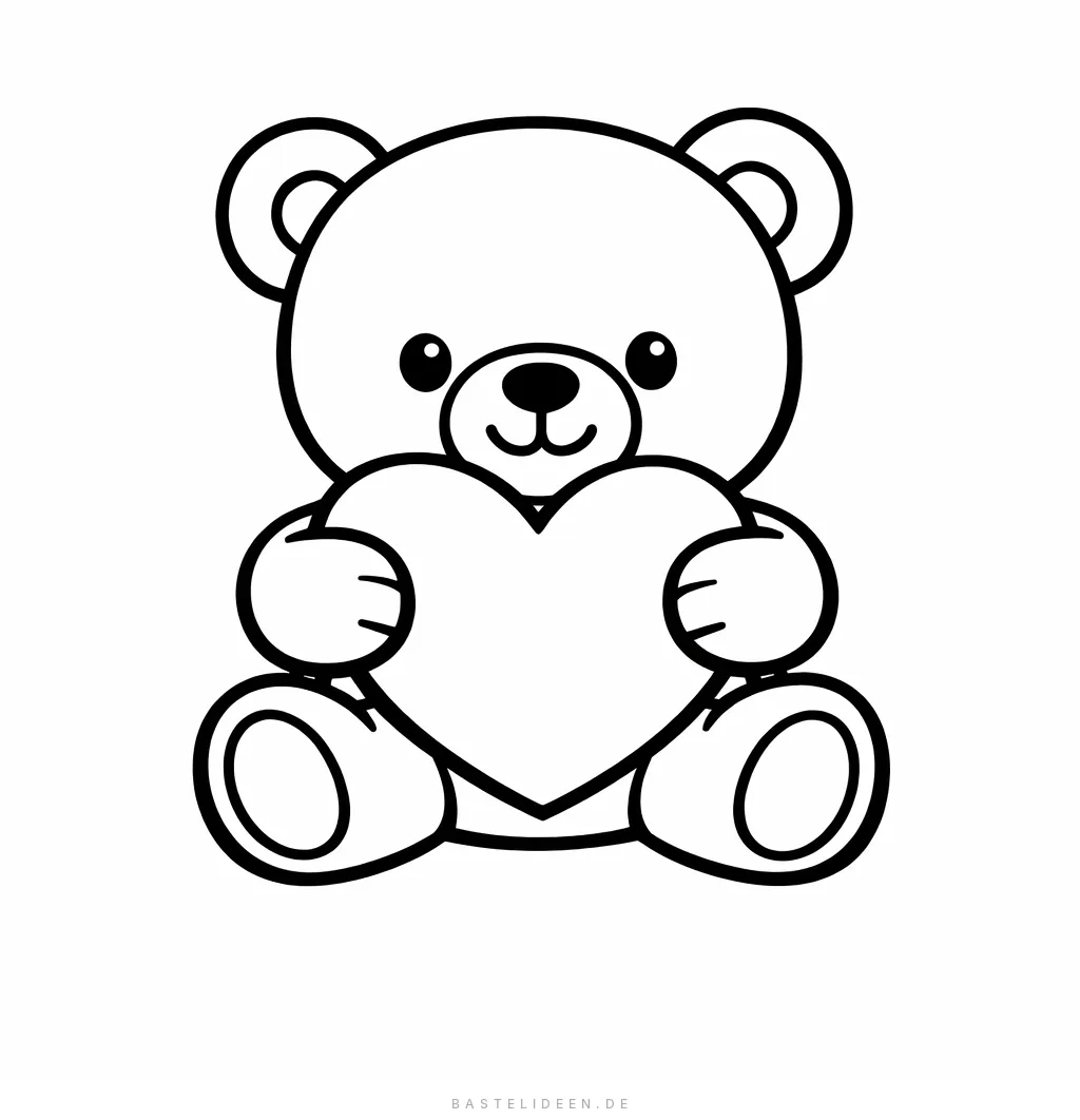 Niedlicher Teddybär umarmt ein großes Herz