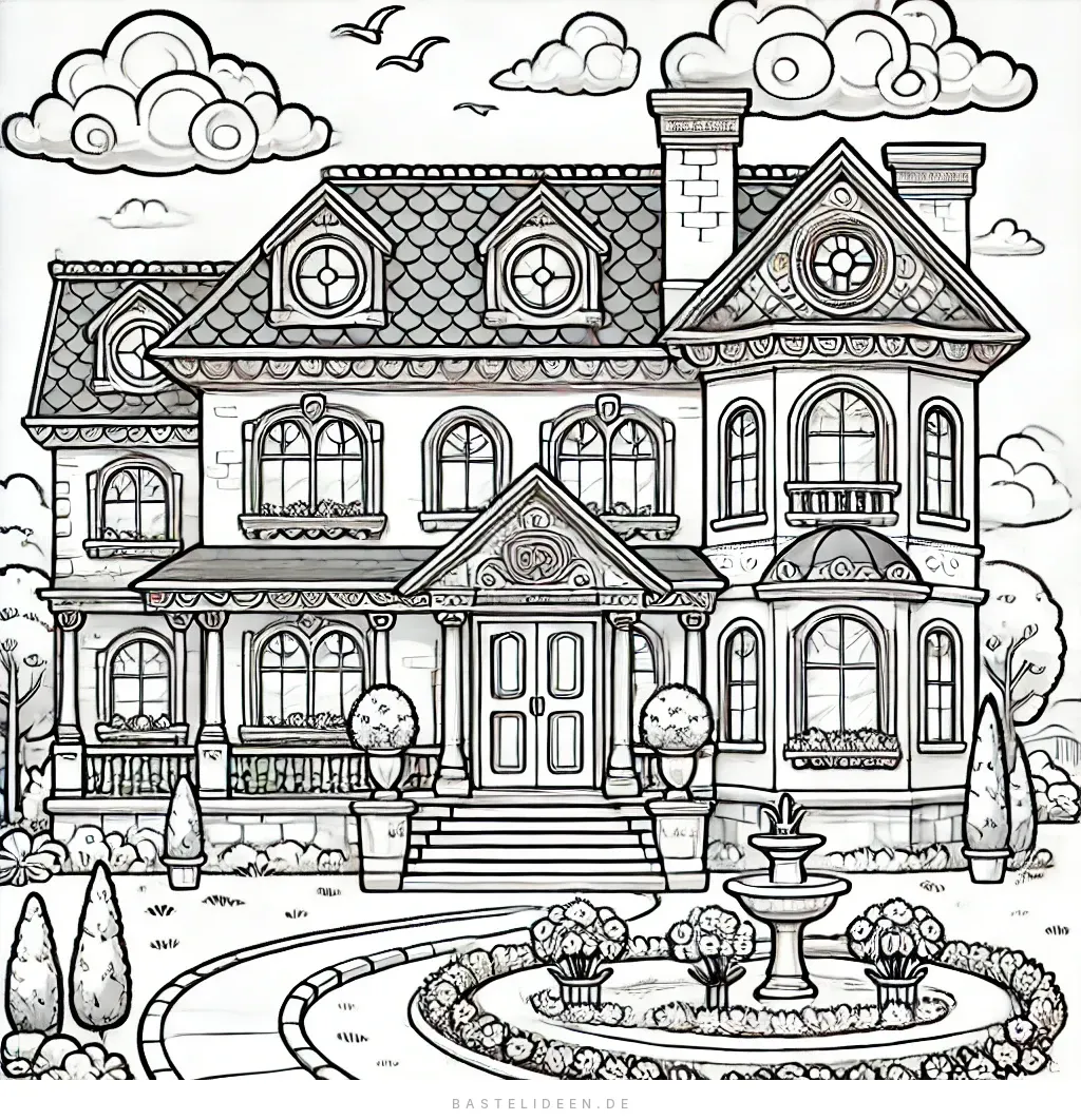 Elegante Villa mit Treppe und vielen Fenstern