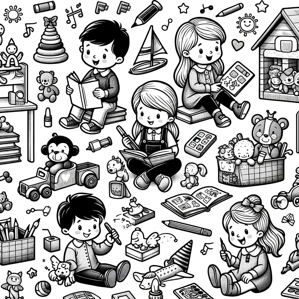 Vorschulkinder beim Lesen und Spielen