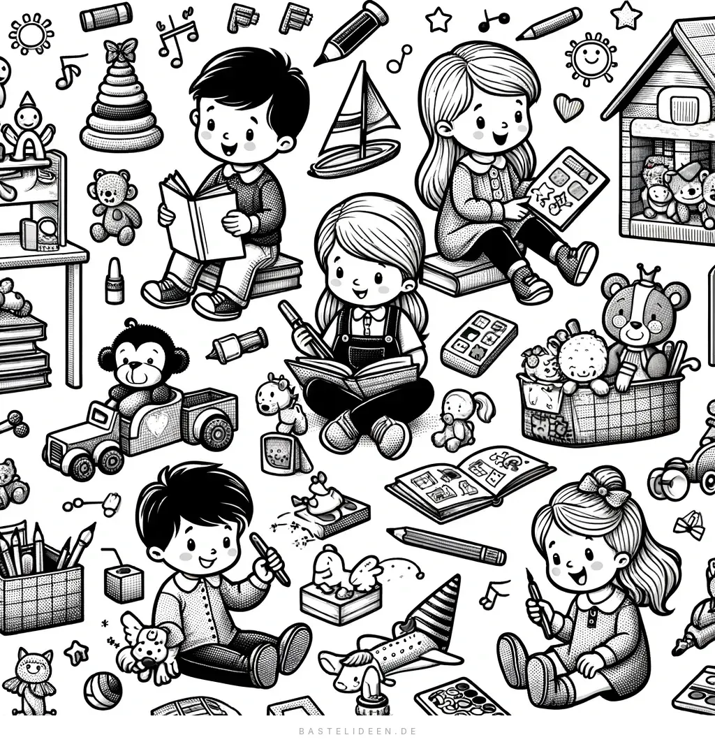 Vorschulkinder beim Lesen und Spielen