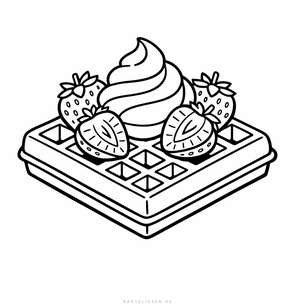 Waffel mit Erdbeeren und Sahne obendrauf