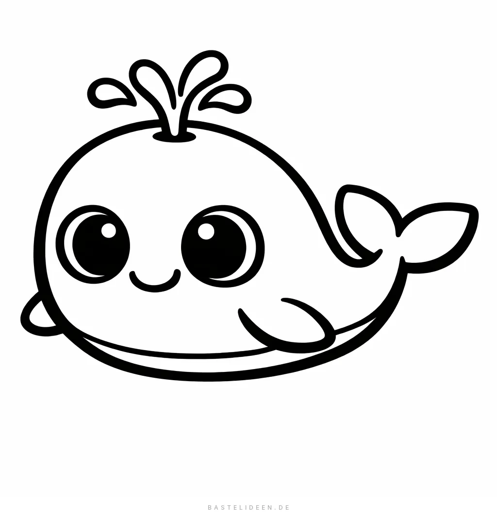 Süßer Cartoon-Wal mit großen Augen