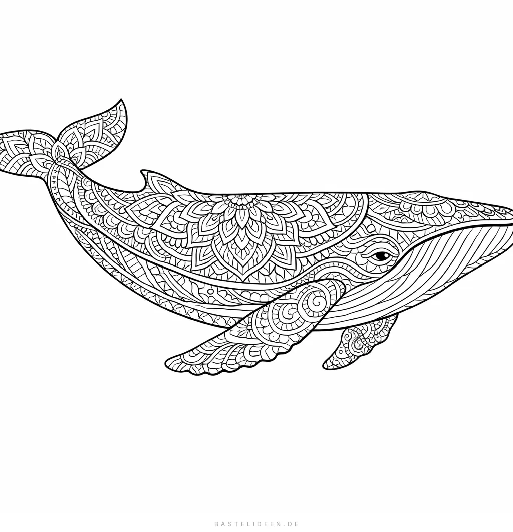 Majestätischer Wal mit detaillierten Mandala-Mustern