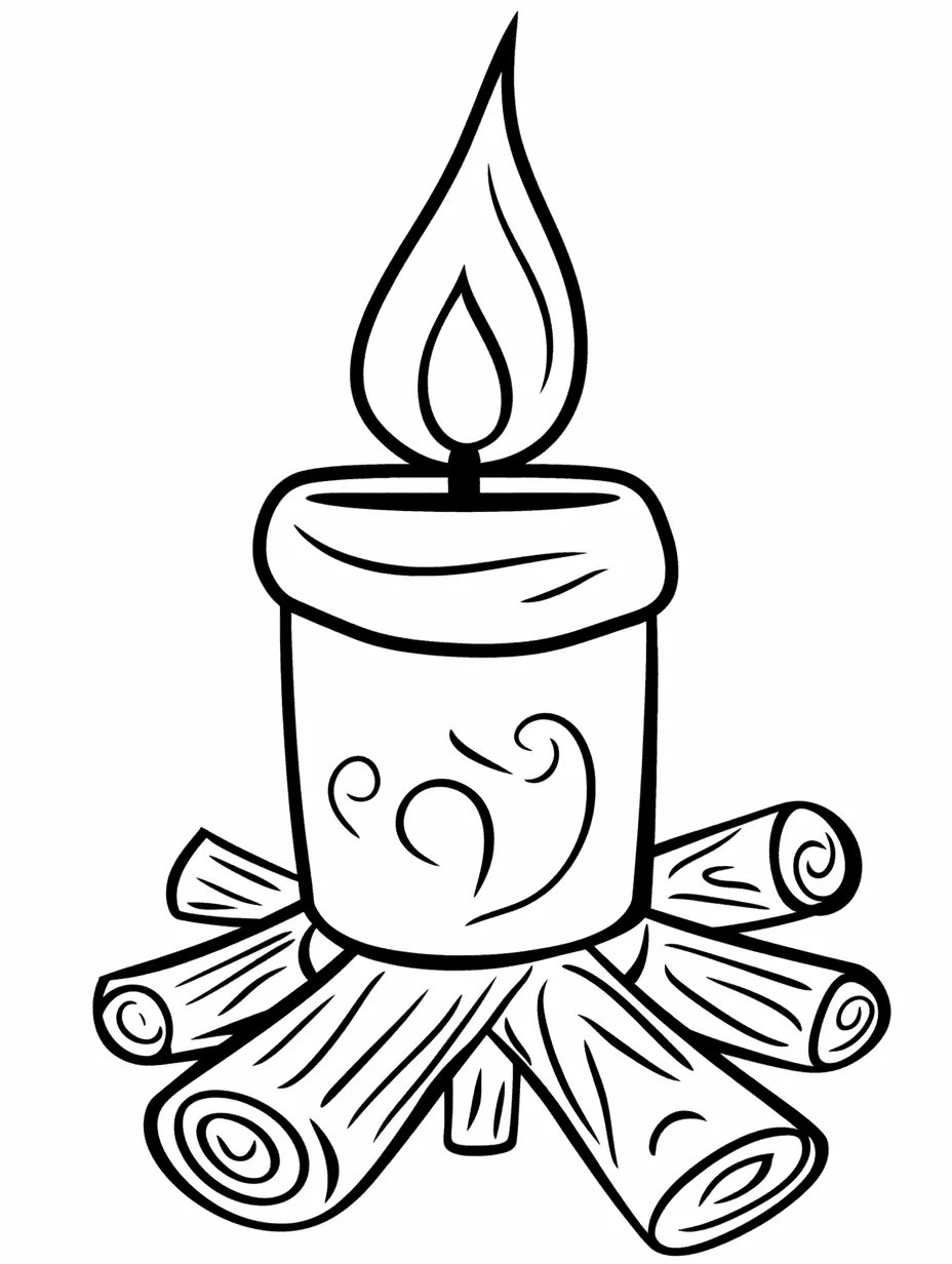 Weihnachtskerze auf Holzscheiten