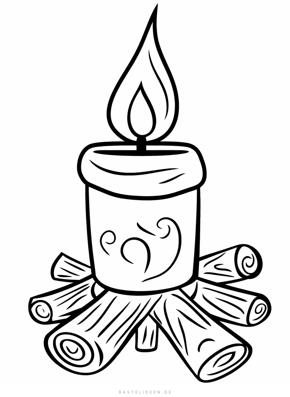 Weihnachtskerze auf Holzscheiten