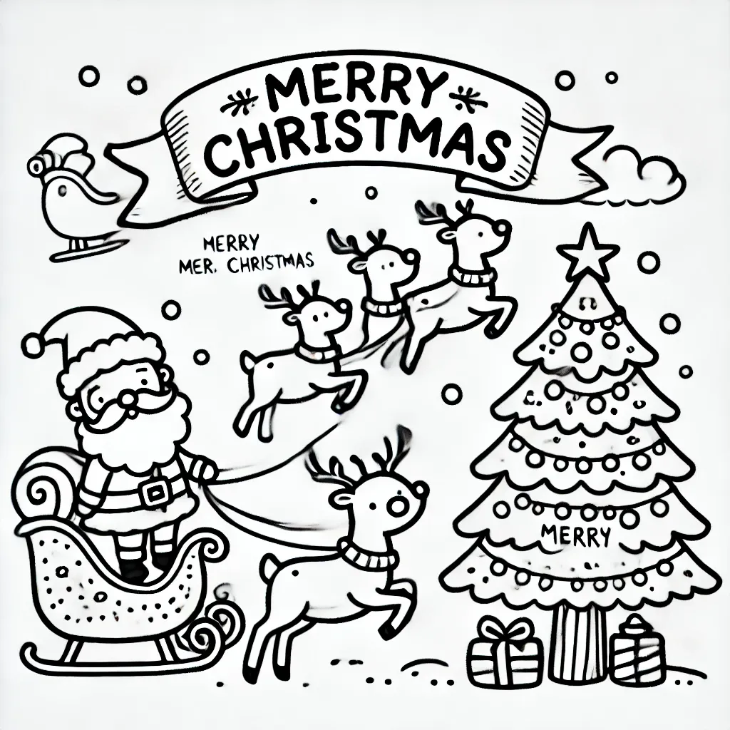 Weihnachtsmann und Rentier Ausmalbild