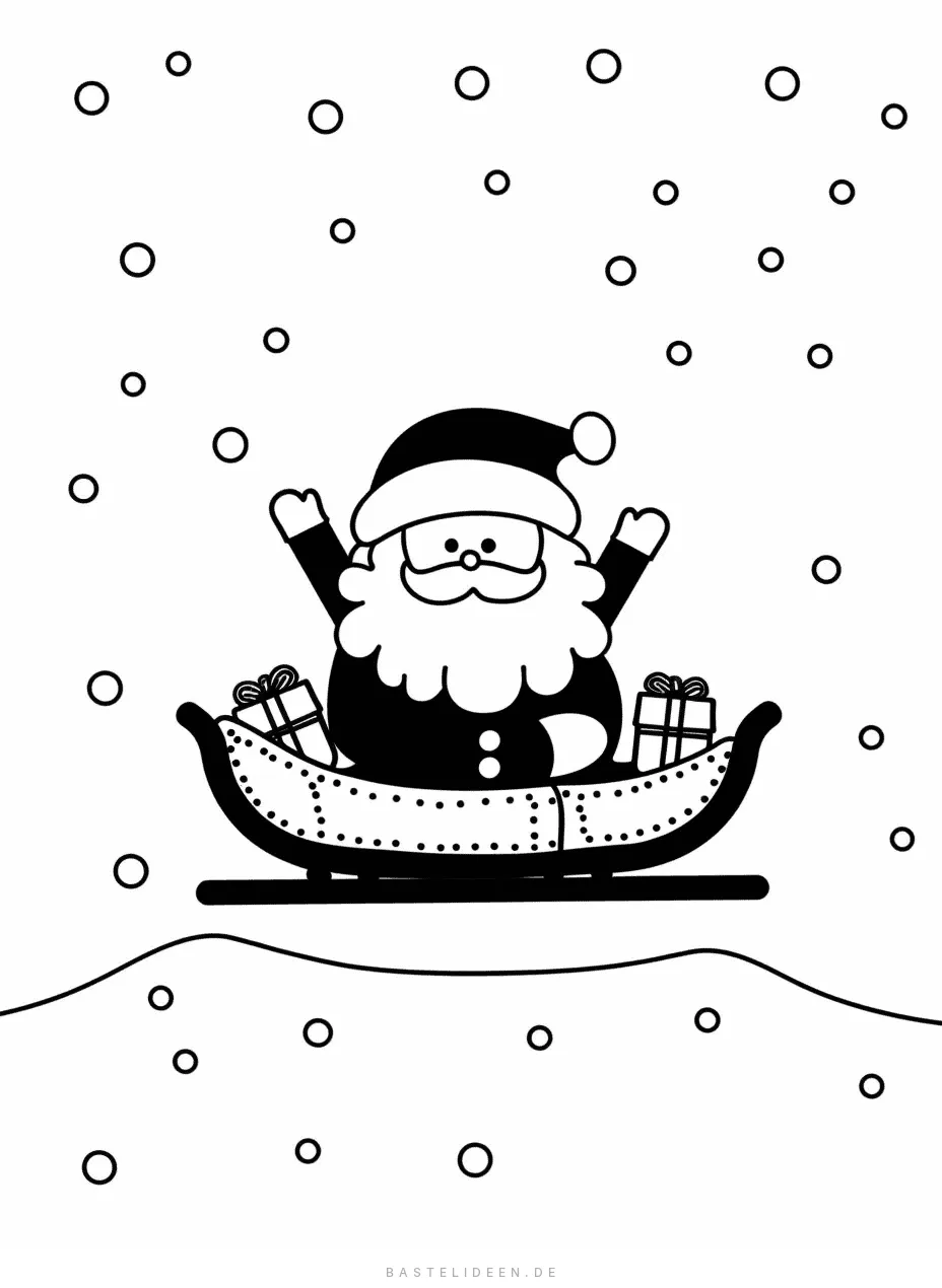 Weihnachtsmann fährt Schlitten mit Geschenken
