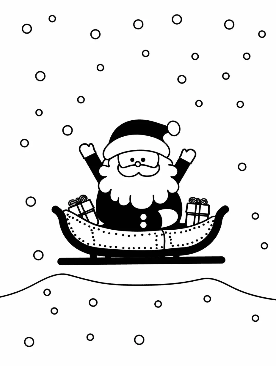 Weihnachtsmann fährt Schlitten mit Geschenken