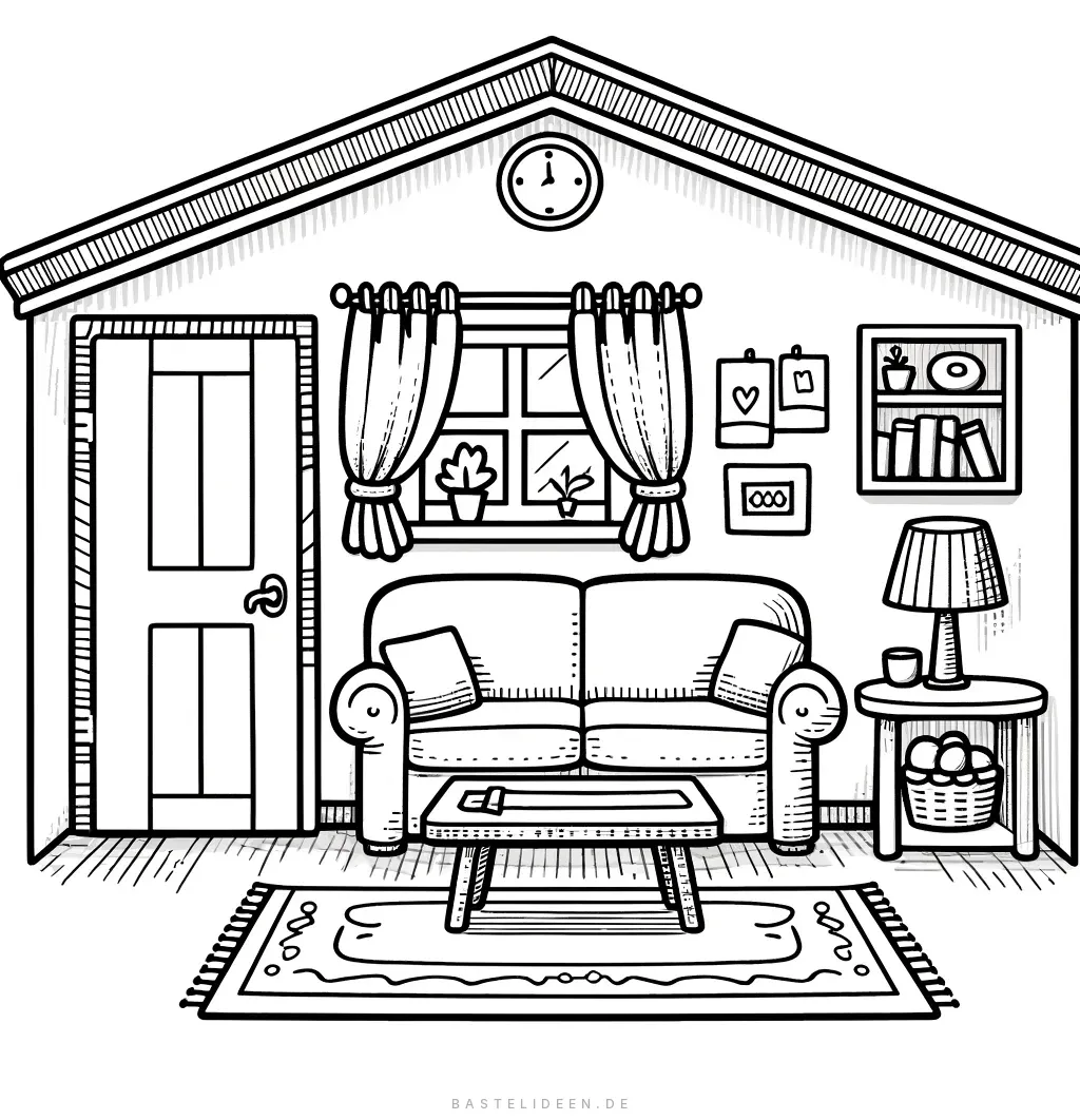 Charmantes Wohnzimmer mit Lampe und Vorhängen