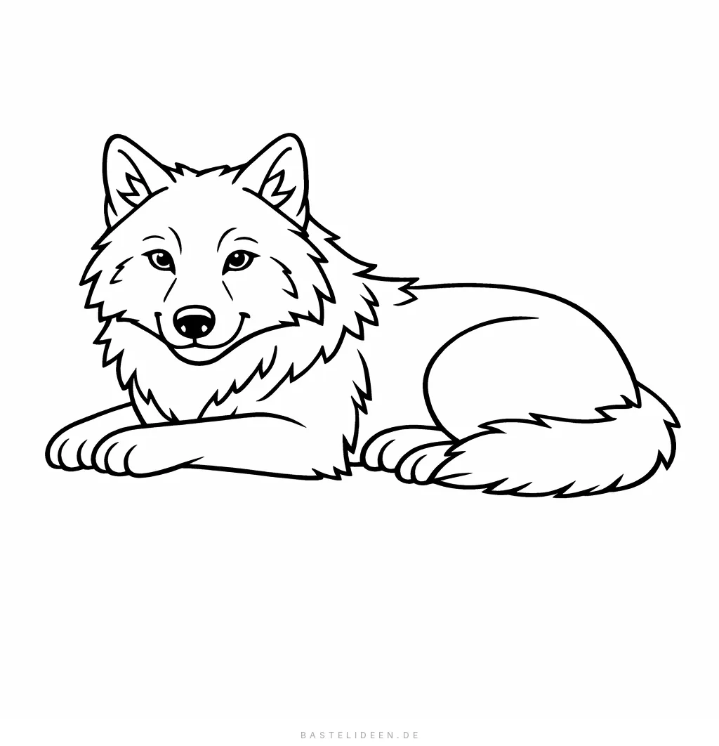 Wolf liegt friedlich in der Natur