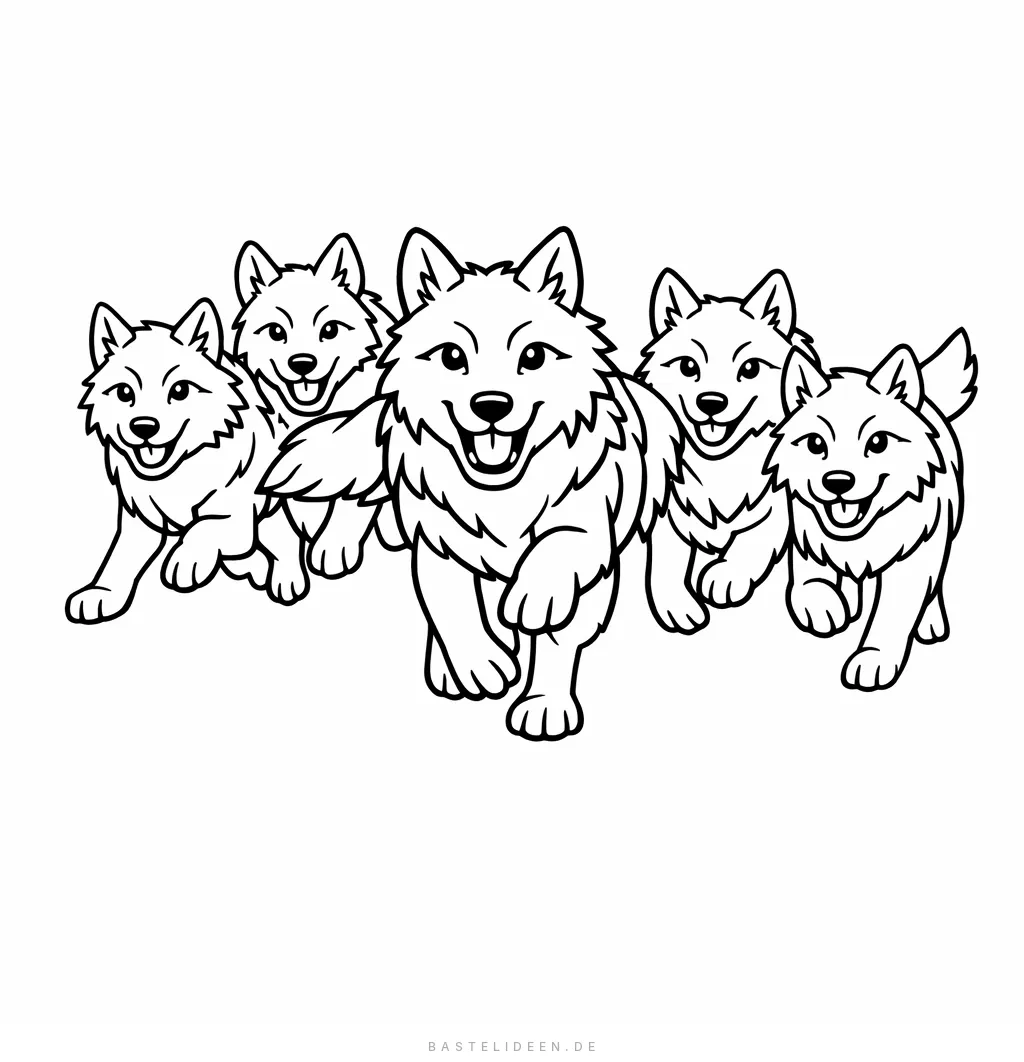 Wolfsrudel läuft gemeinsam durch den Wald