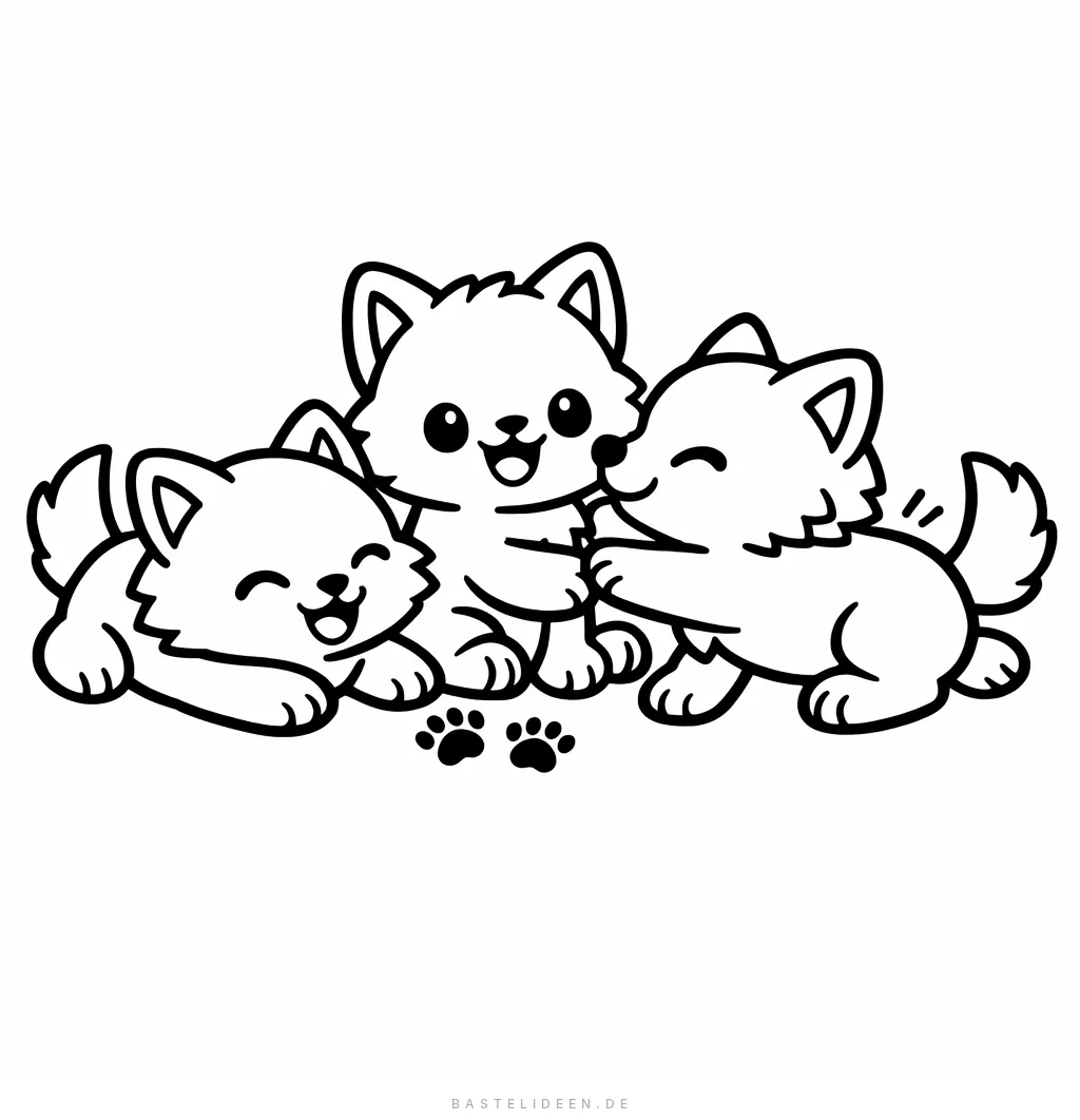Niedliche Wolfswelpen spielen miteinander