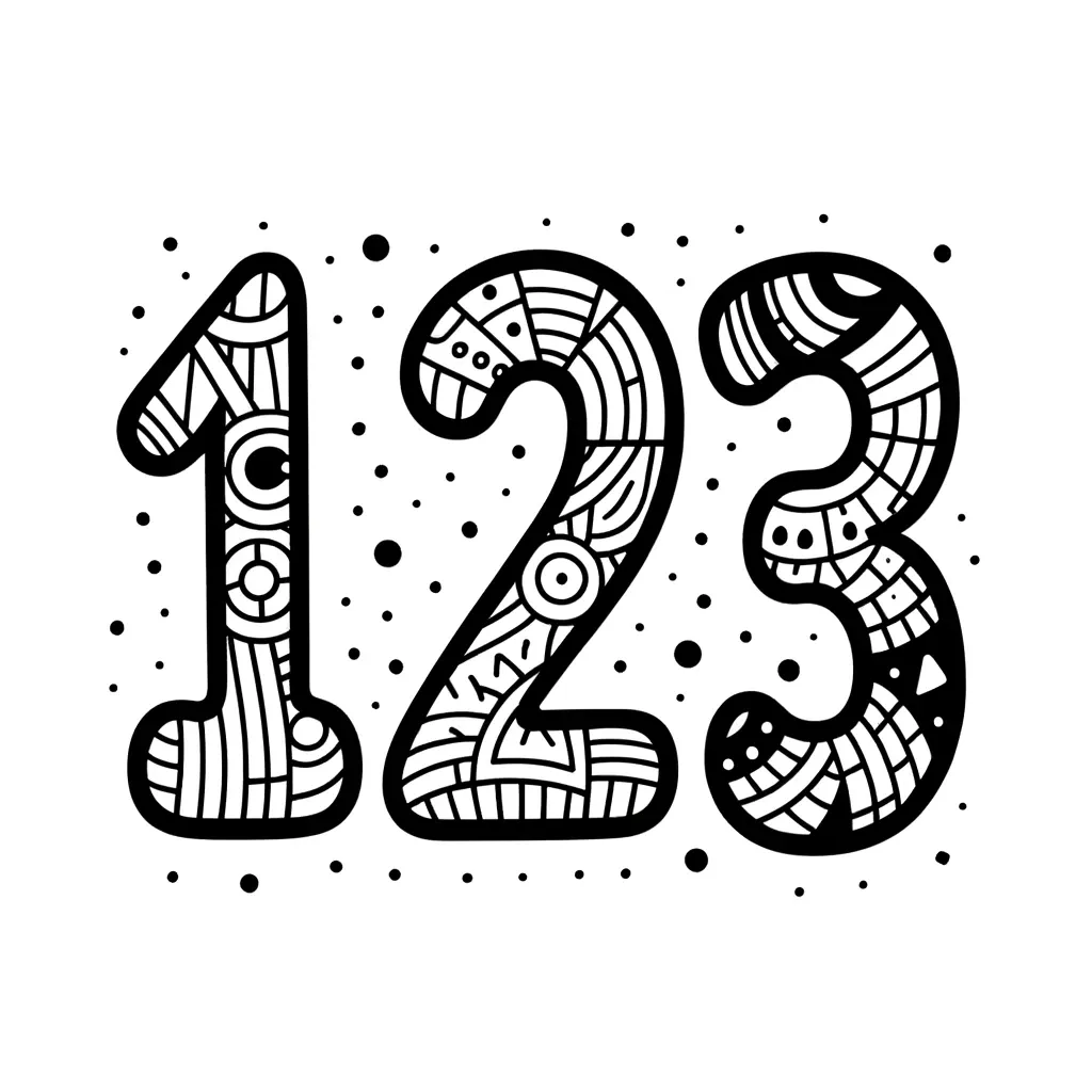 Zahlen 1 2 3 zum Ausmalen