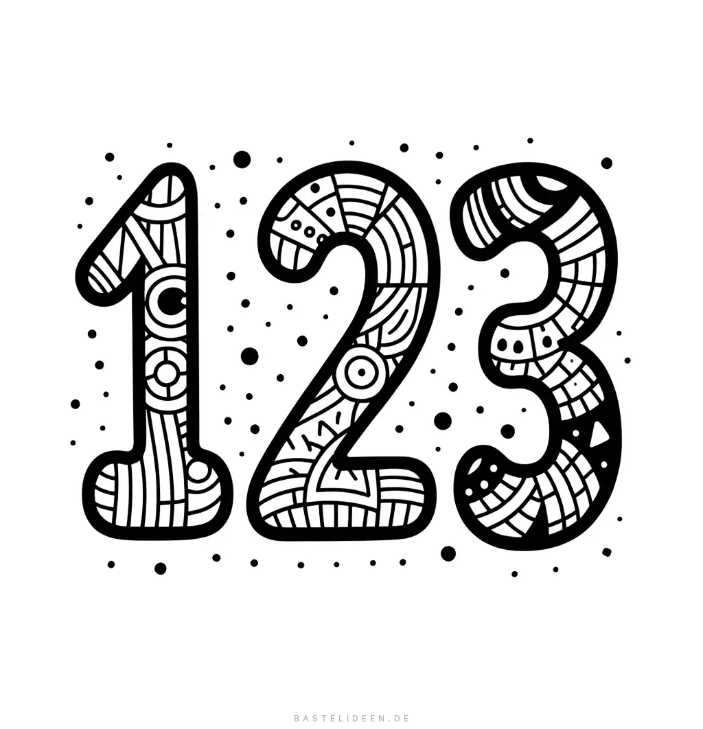 Zahlen 1 2 3 zum Ausmalen
