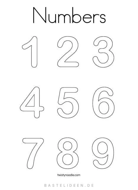 Zahlen 1 bis 9 in klarem Format