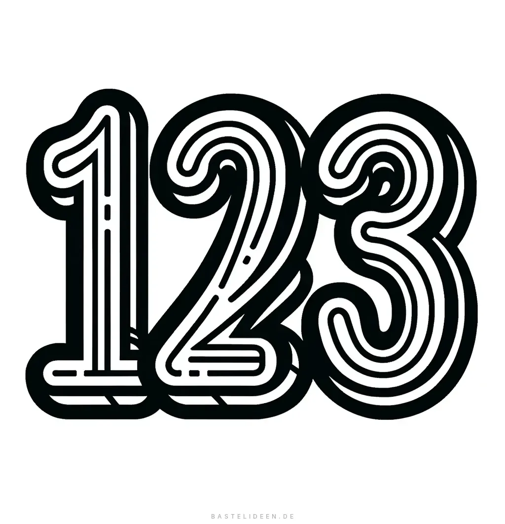 Zahlen 1, 2 und 3 mit dekorativen Mustern