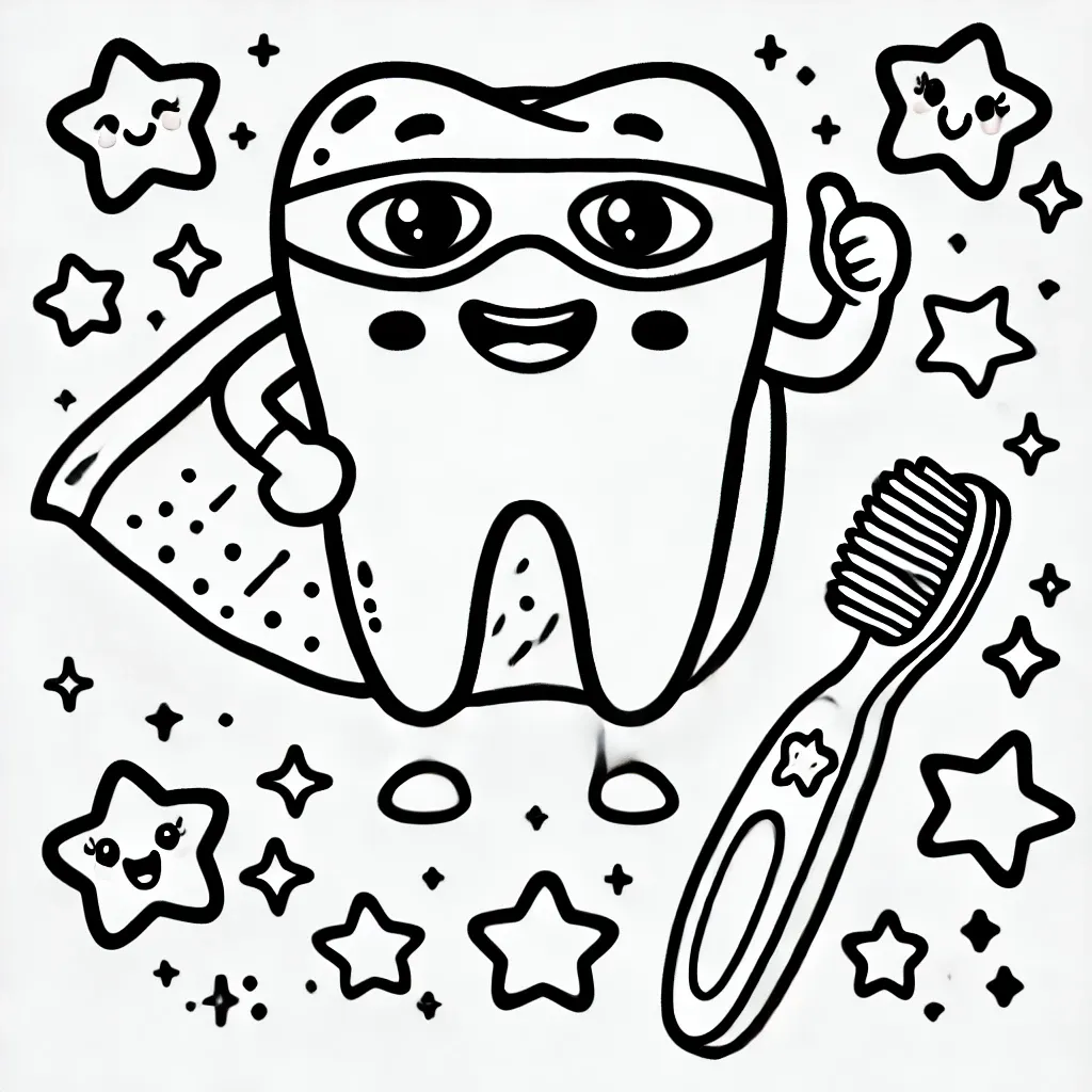 Ausmalbild: Super Zahn zur Rettung