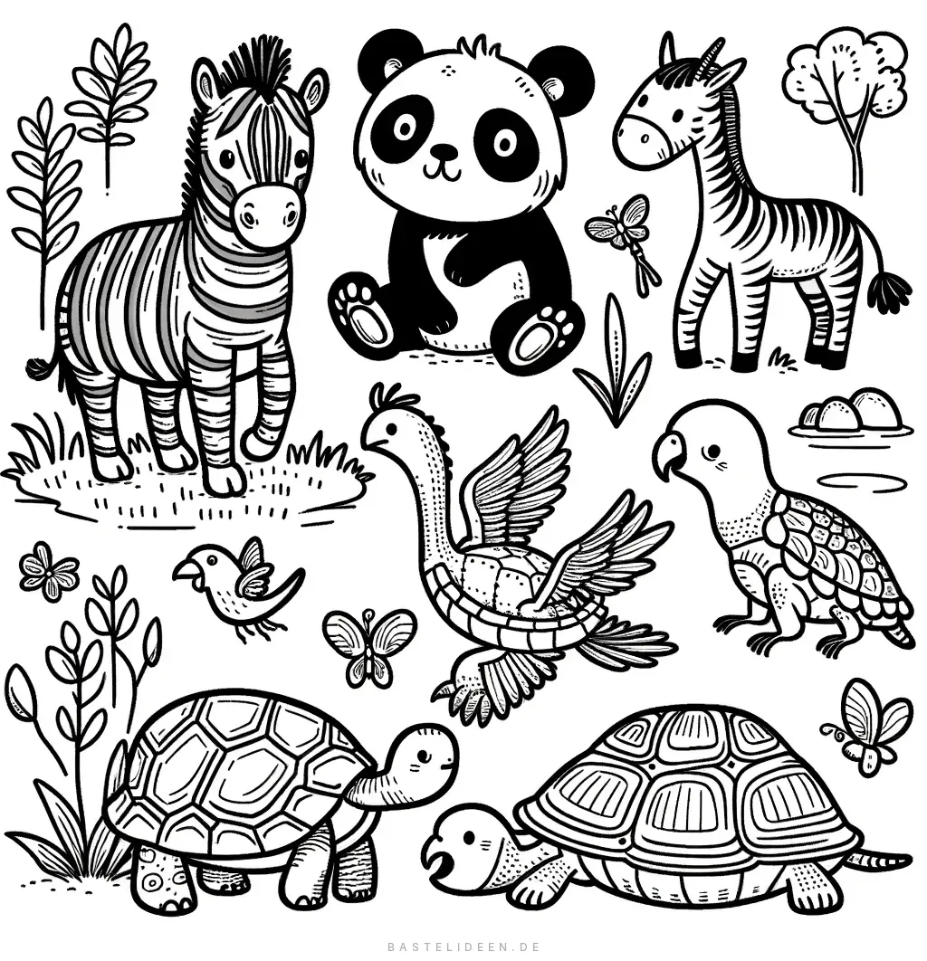 Zebra, Panda und gefiederte Freunde