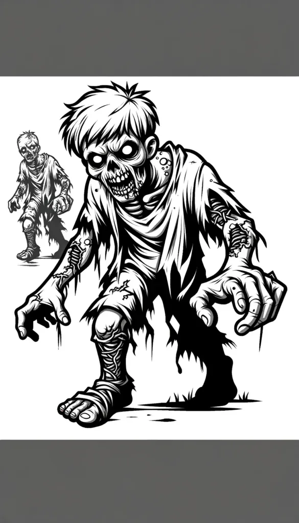 Zwei gruselige Zombies mit ausgestreckten Händen